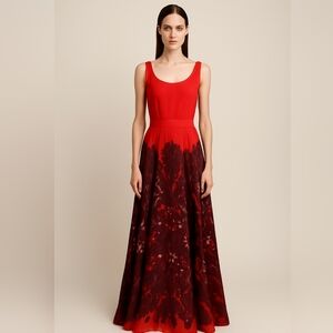 Adam Lippes Red and Burgundy Floral Maxi Dress 2 4 S